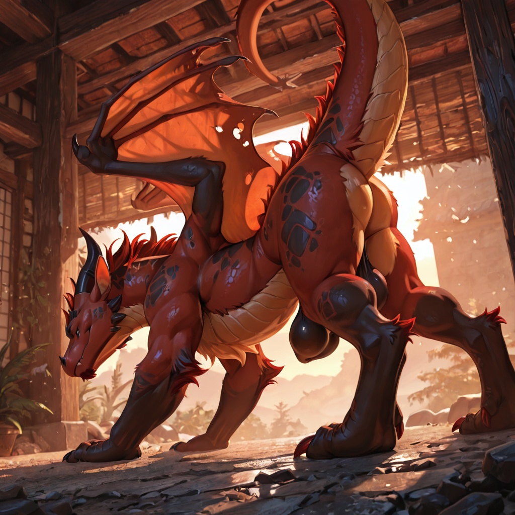 Majestic Furred Dragon on All Fours