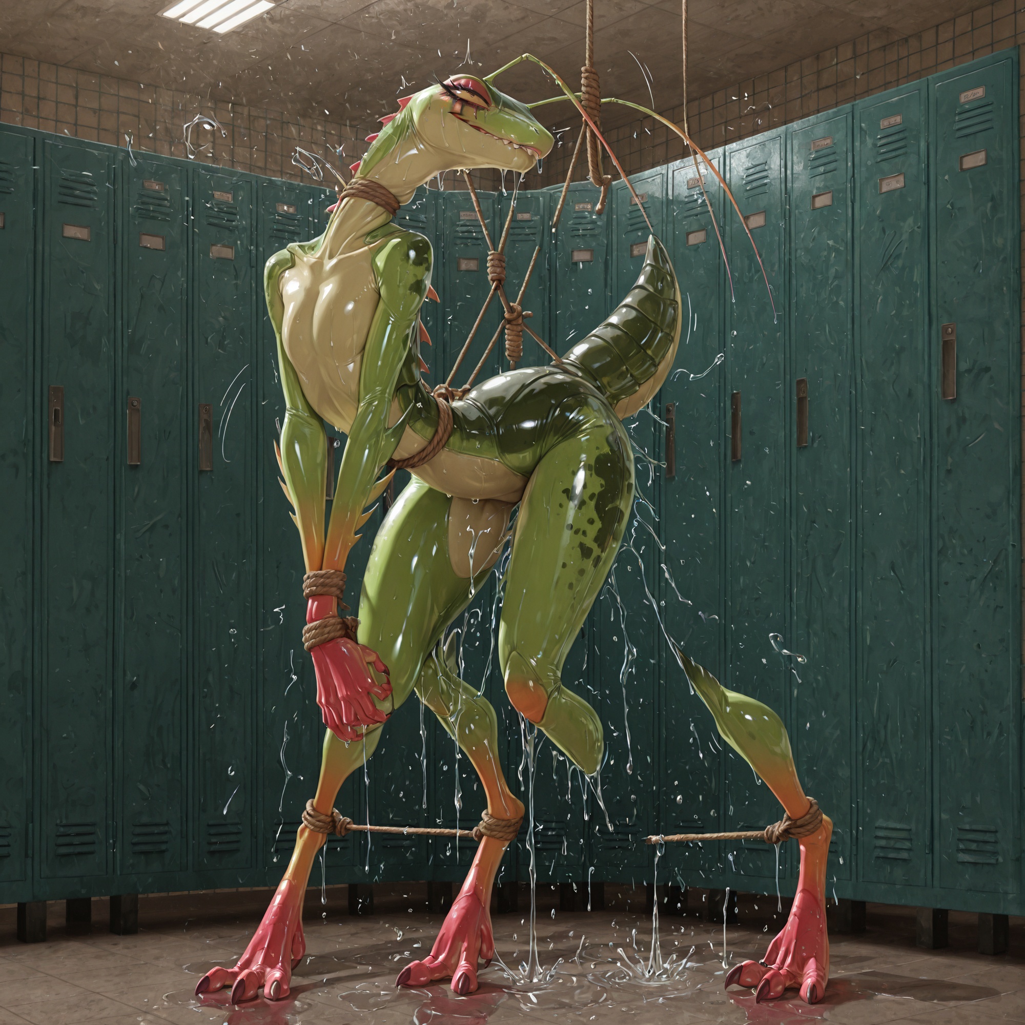 Feral Mantis Raptor Hybrid in Locker Room