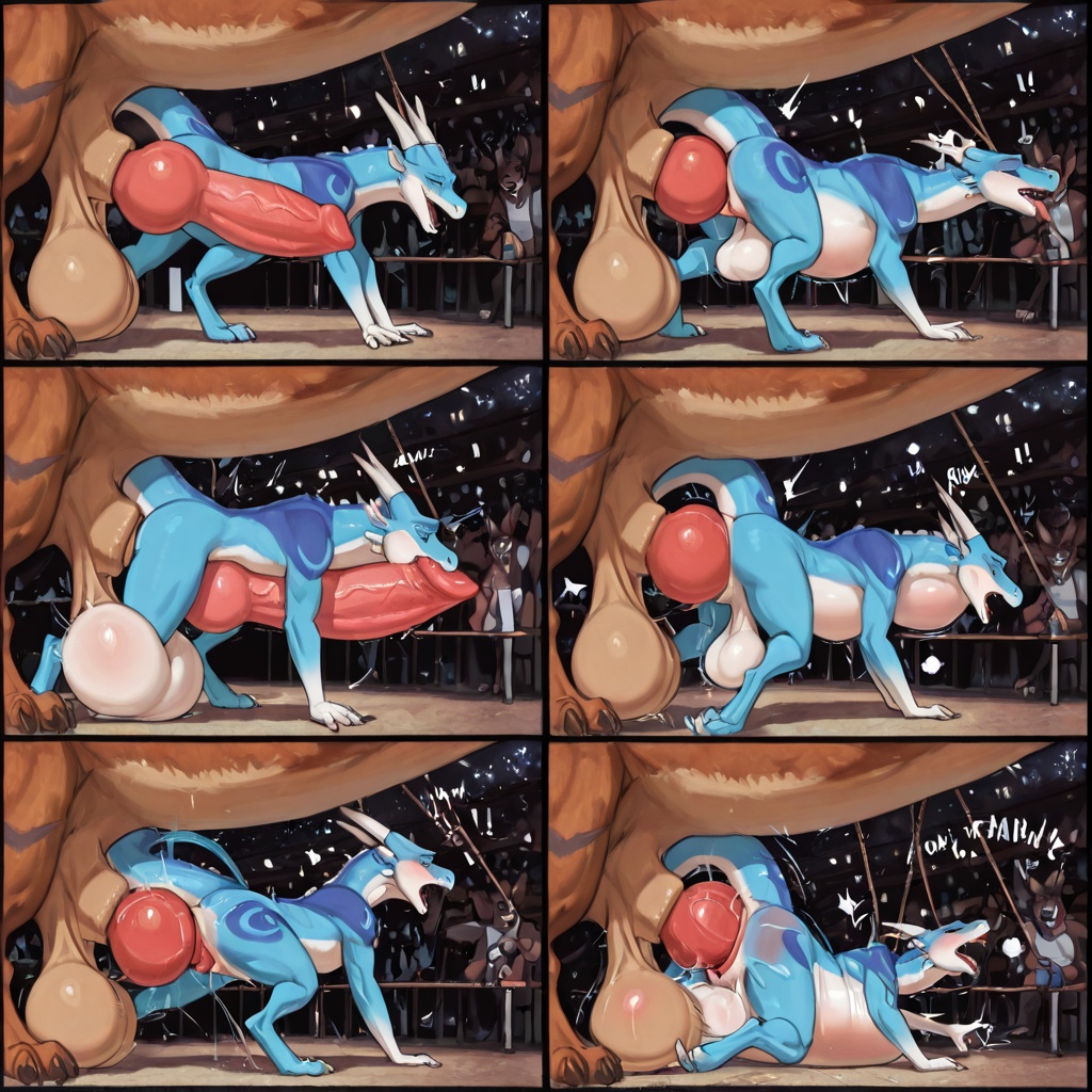 Feral Wolf Dominates Anthro Dragon in Public