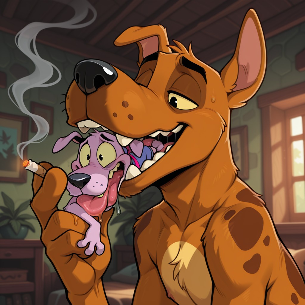 Scooby Doo And Courage The Cowardly Dog In A Park