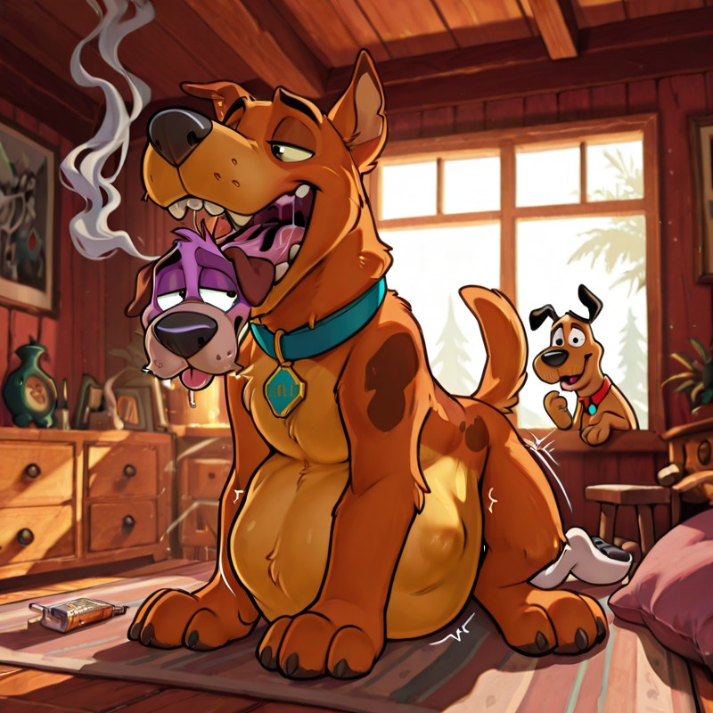 Courage And Scooby Doo In A Hazy Living Room