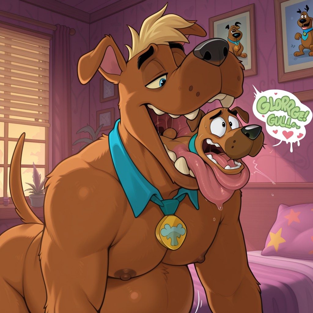 Two Anthro Dogs In A Rainbow Room