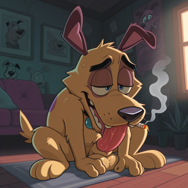 Courage the Cowardly Dog Stoner Art Marijuana