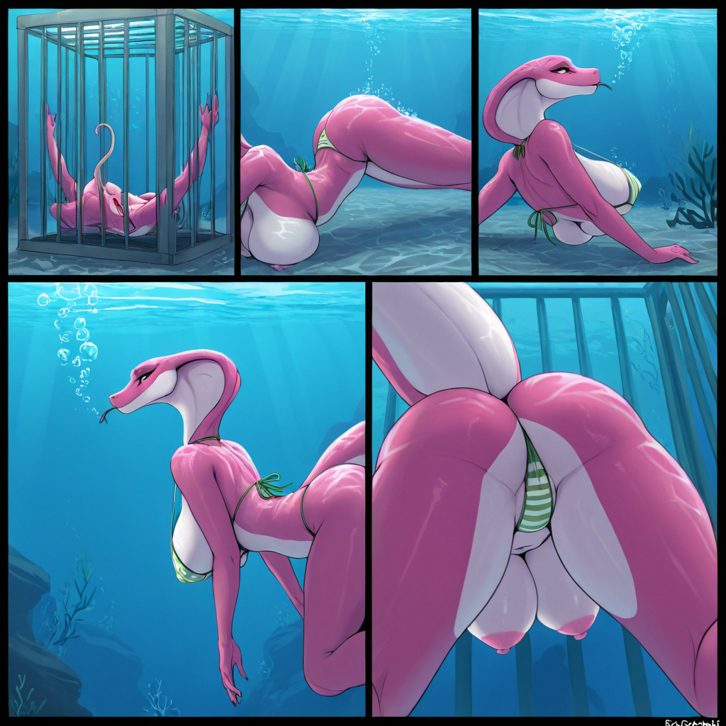 Pink Cobra Stripping Underwater
