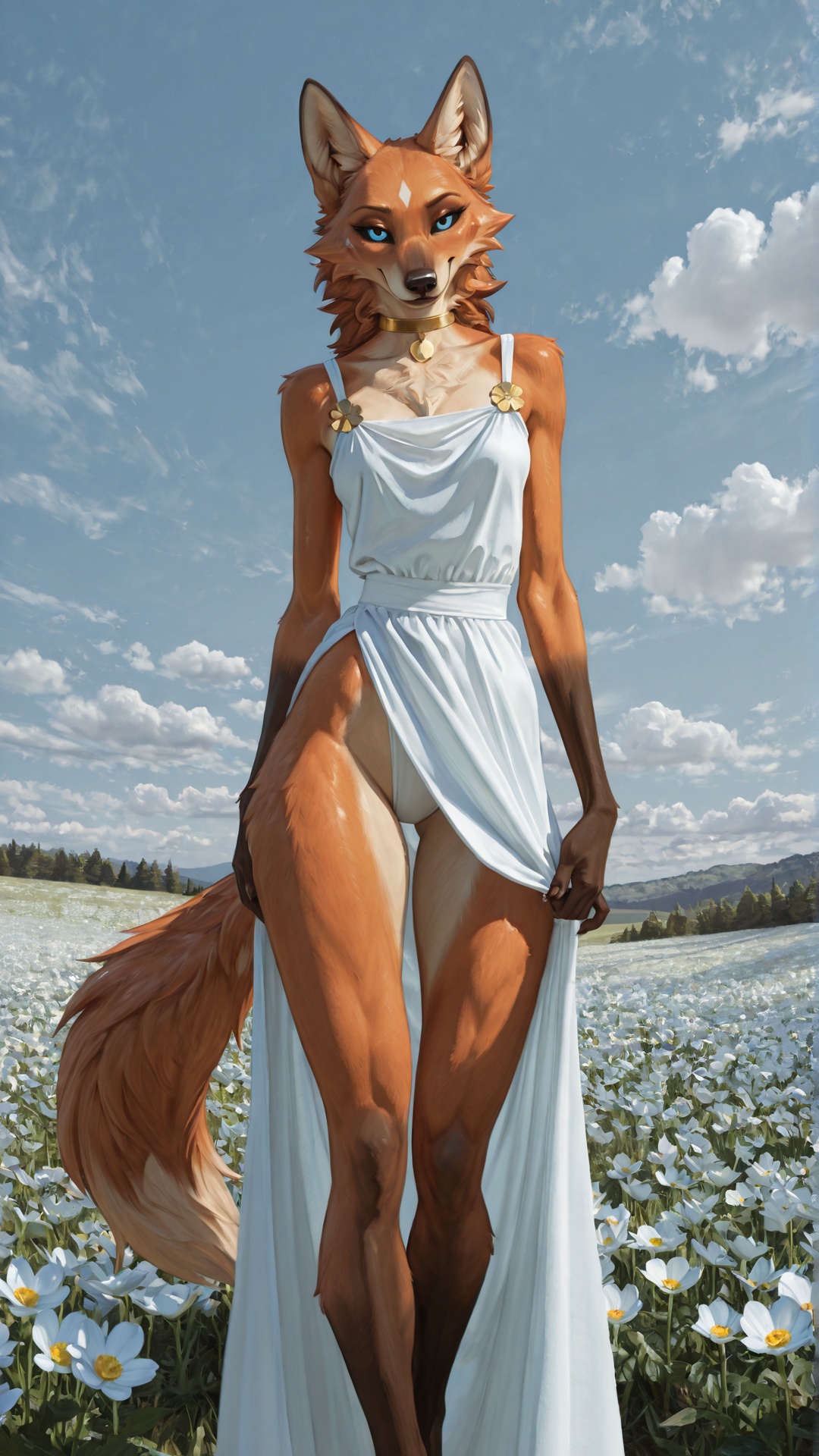 Maned Wolf Woman in Flowery Meadow