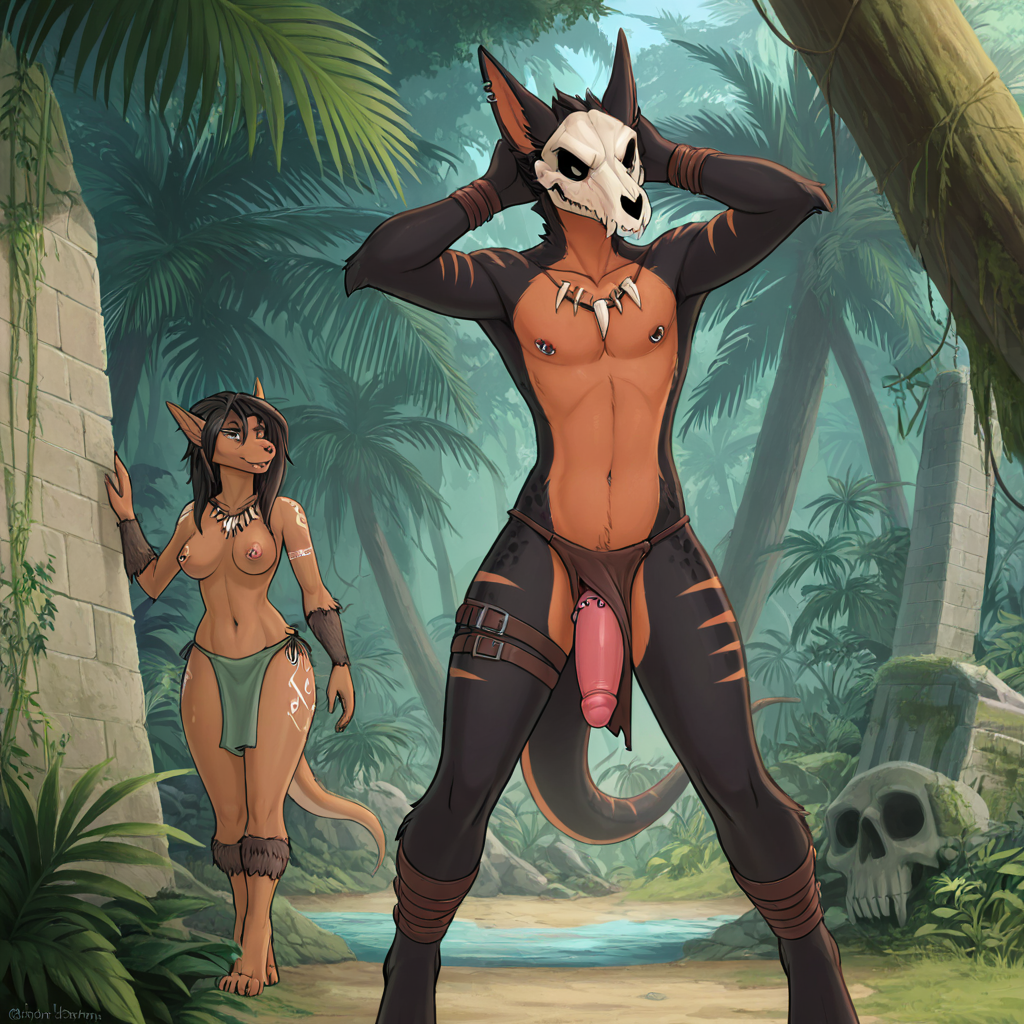Mysterious Dragon Duo in Jungle Ruins