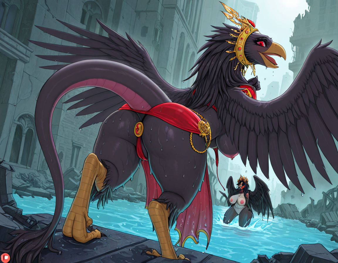 Celestial Avian Lord in Ruined City