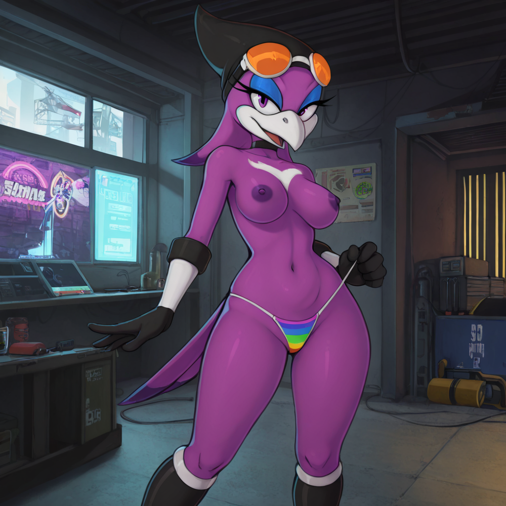 Anthro Swallow Mechanic in Neon Garage