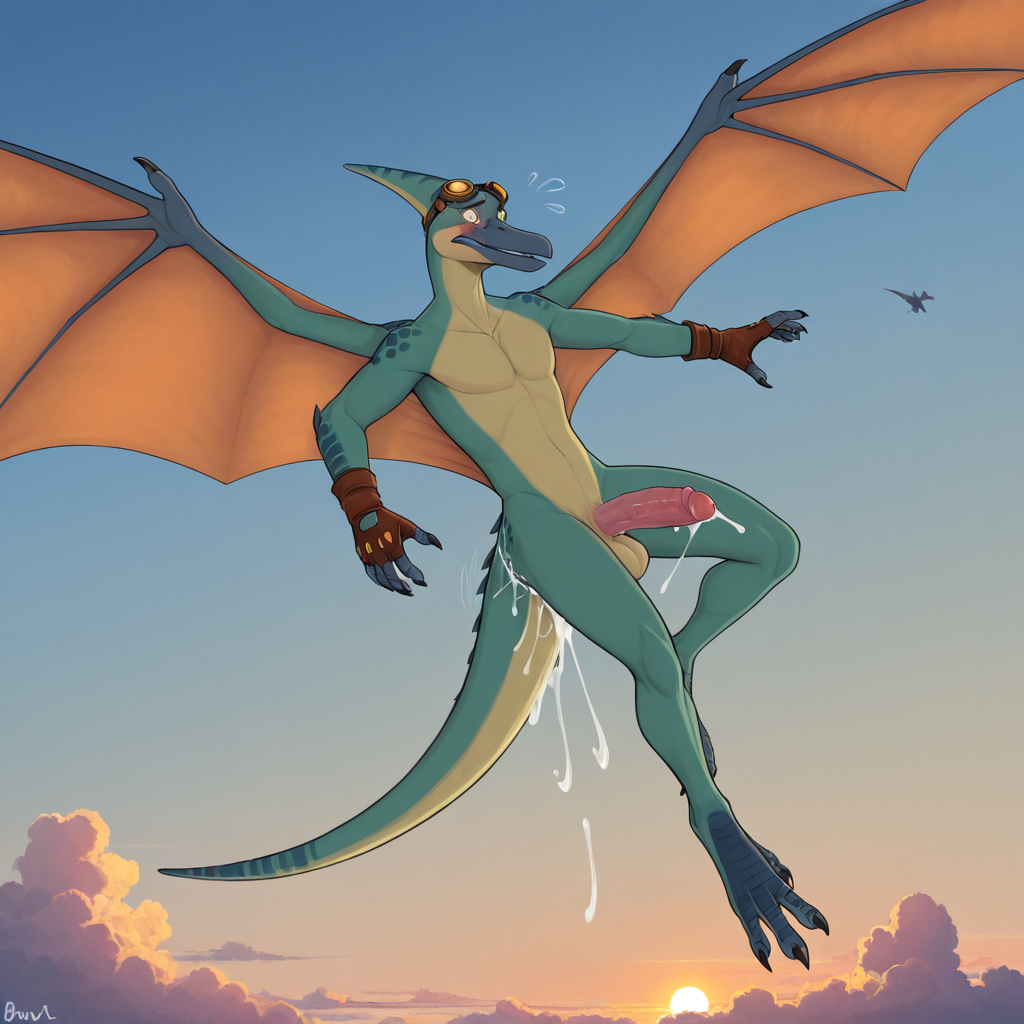 Flying Pteranodon with Goggles