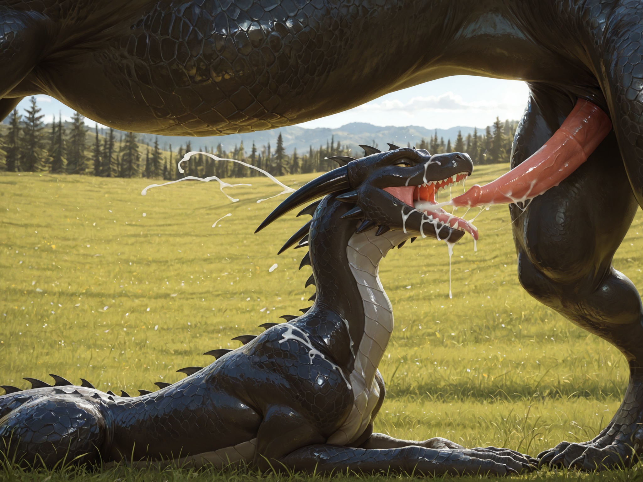 Dragon and Cetacean in Passionate Embrace