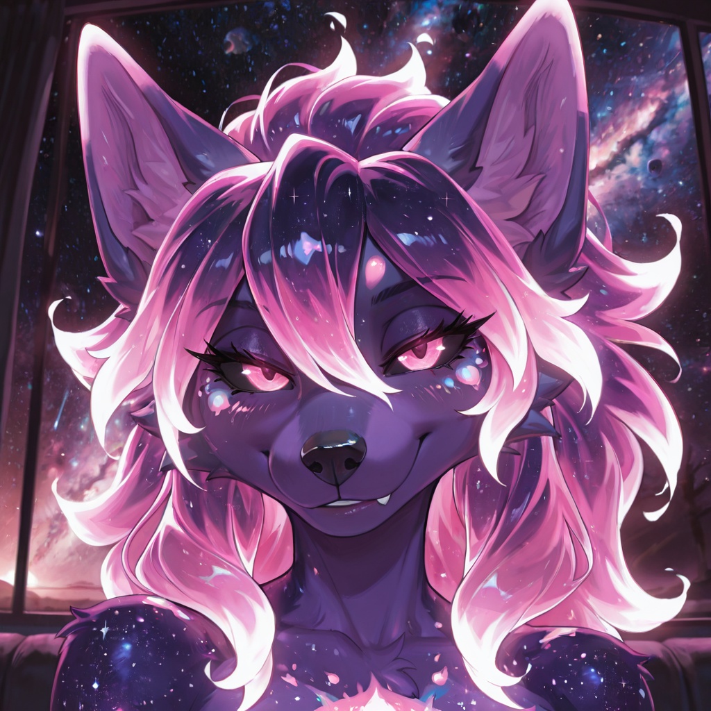 Confident Anthro Fox with Cosmic Fur