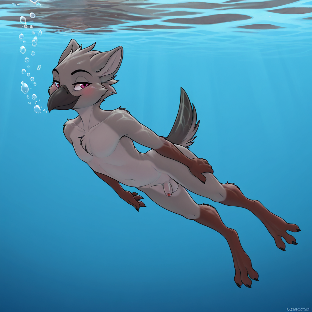 Crow Floating Underwater