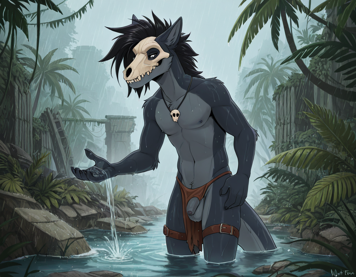 Primal Raptor in Rainy Jungle Ruins
