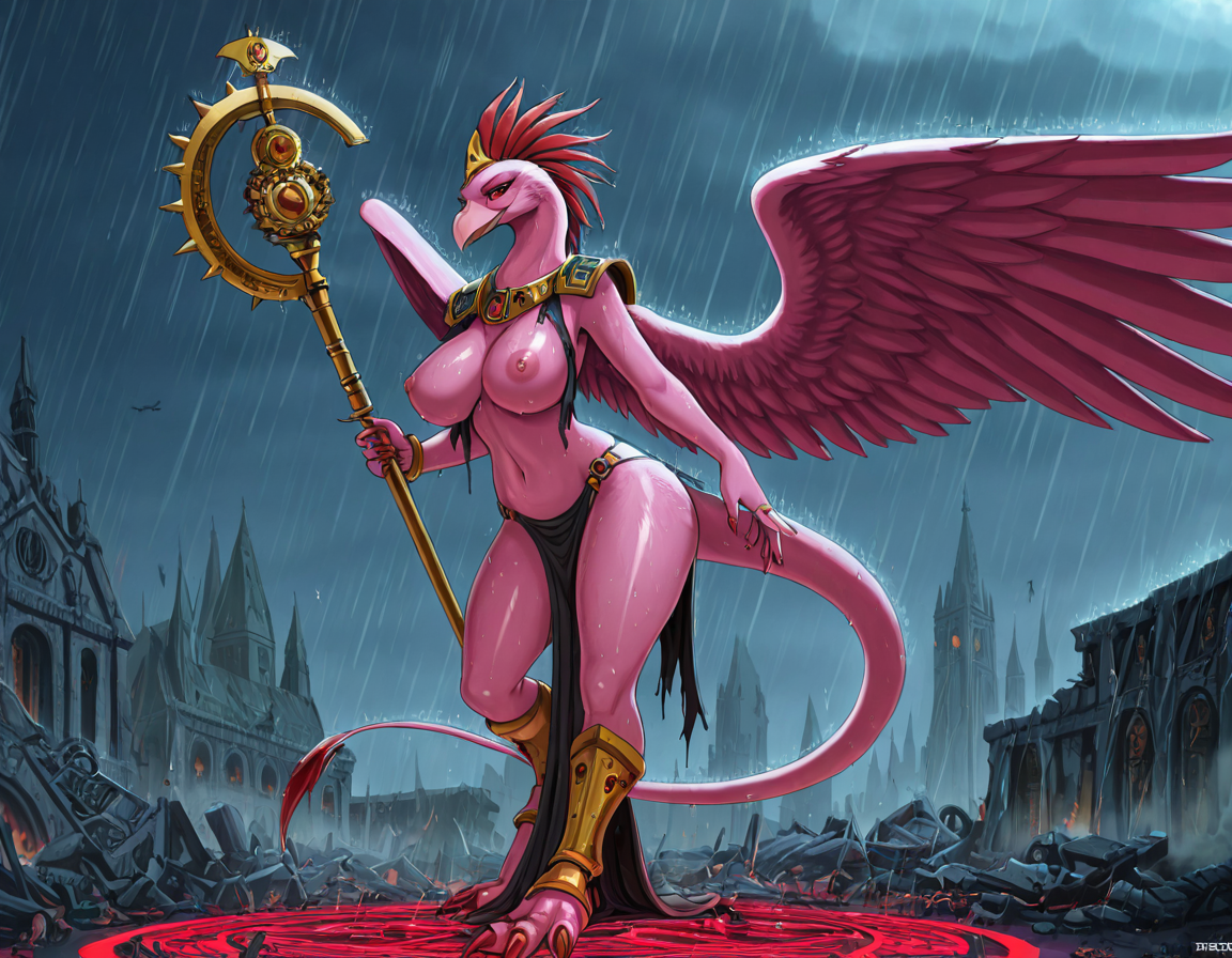 Lord of Change Amidst Ruined Cathedral