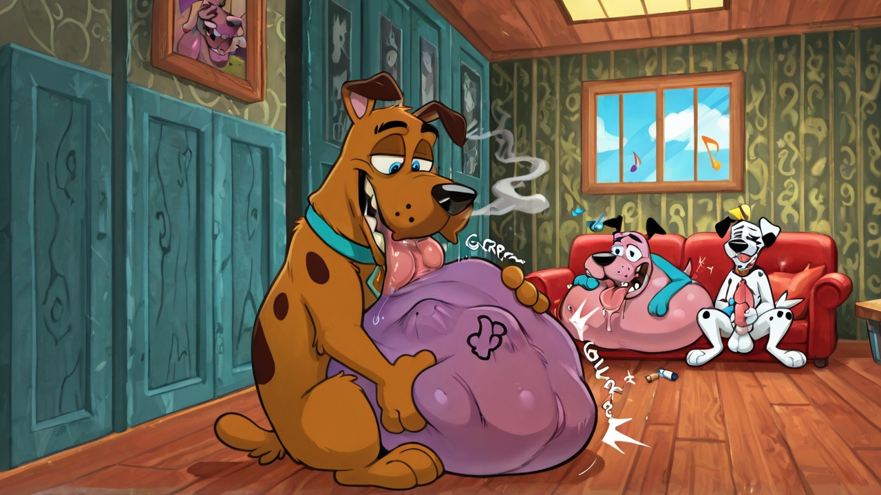 Courage the Cowardly Dog and Scooby Doo in Wild Toony Vore Orgy