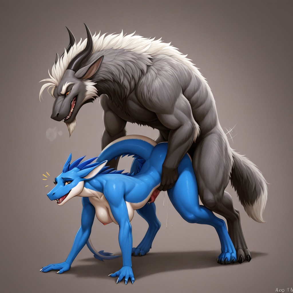 Furred Dragon Stretched by Feral Wolf