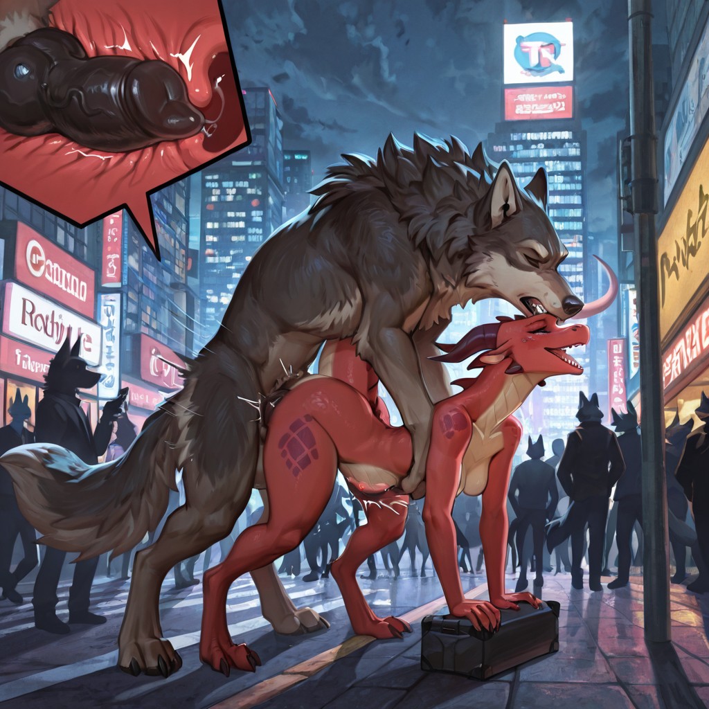 A Wolf and a Dragon in a Crowded City