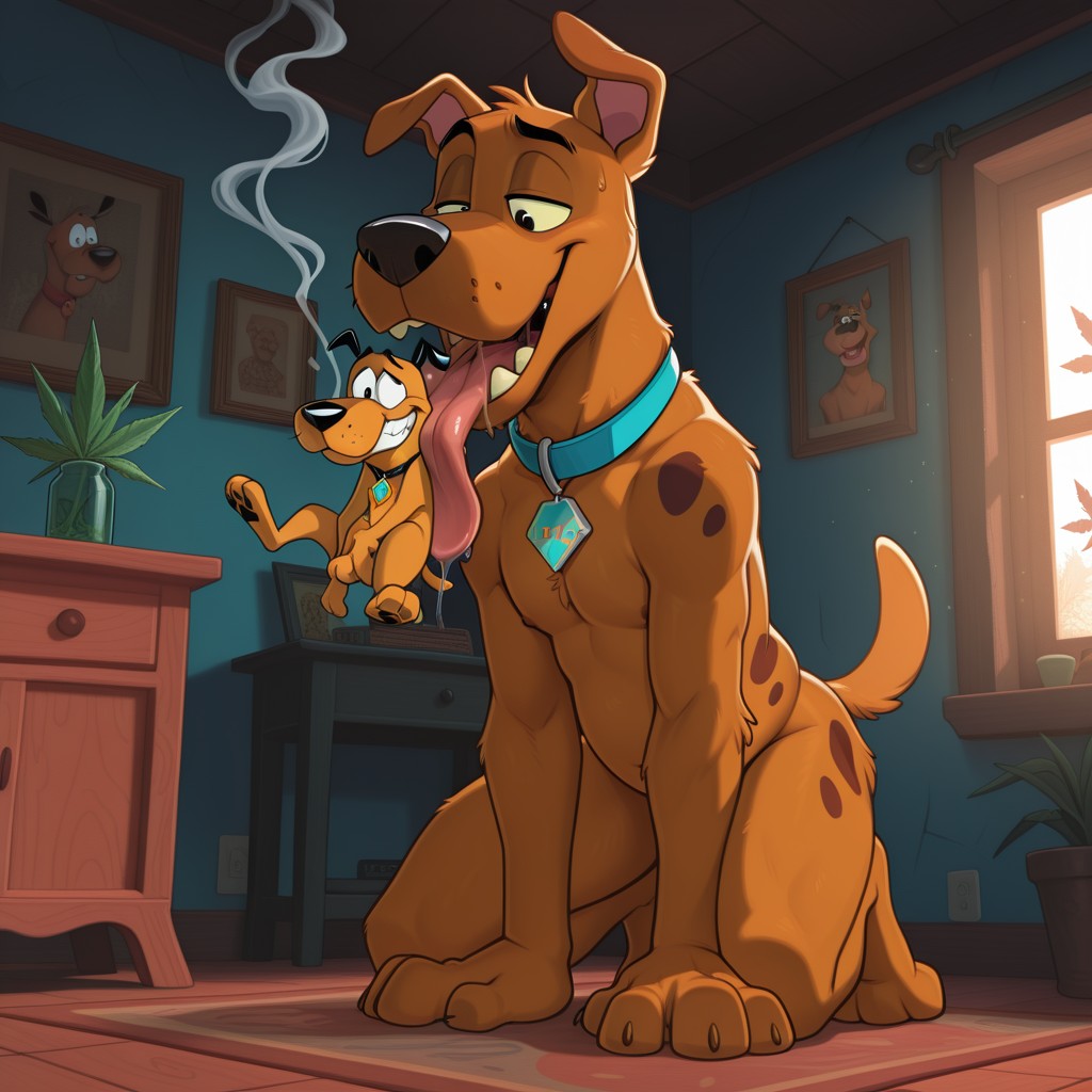 Scooby-Doo And Courage The Cowardly Dog Sharing Marijuana