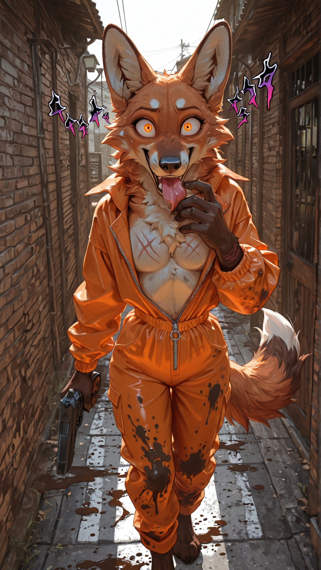 Feral Maned Wolf in Tattered Prison Jumpsuit