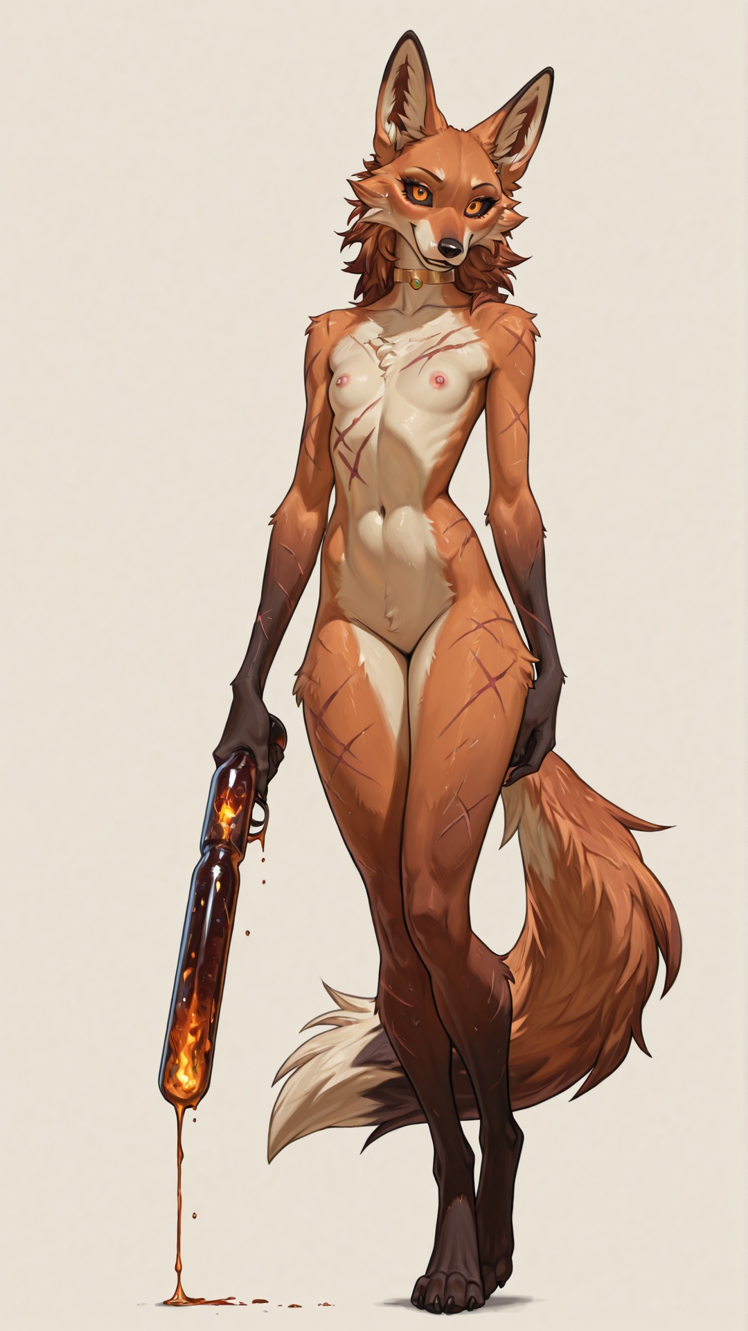 Battle-Scarred Maned Wolf with Molotov