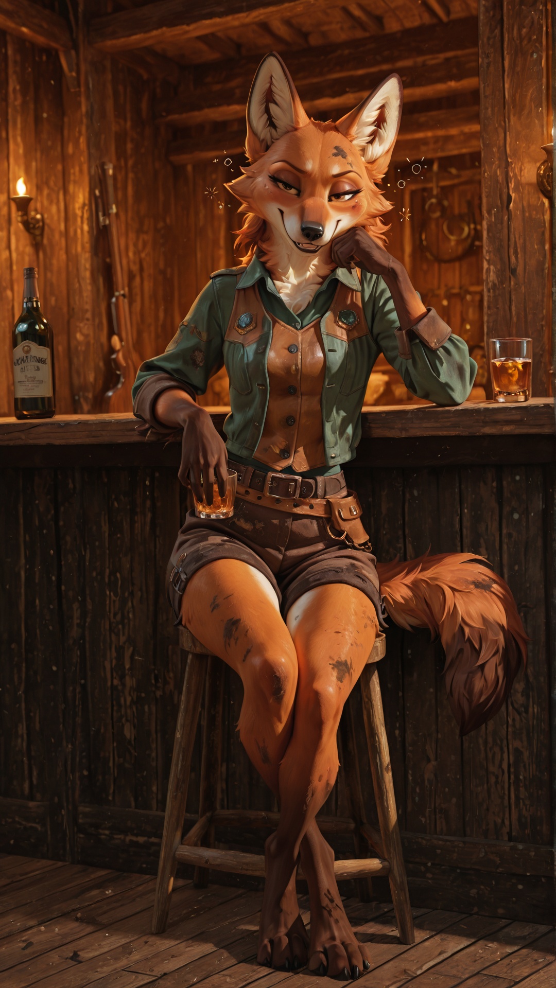 Maned Wolf Cowgirl at Old Saloon Bar