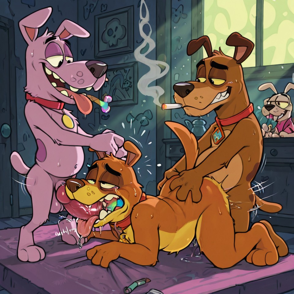 Seductive Gay Anthro Duo in Passionate Embrace