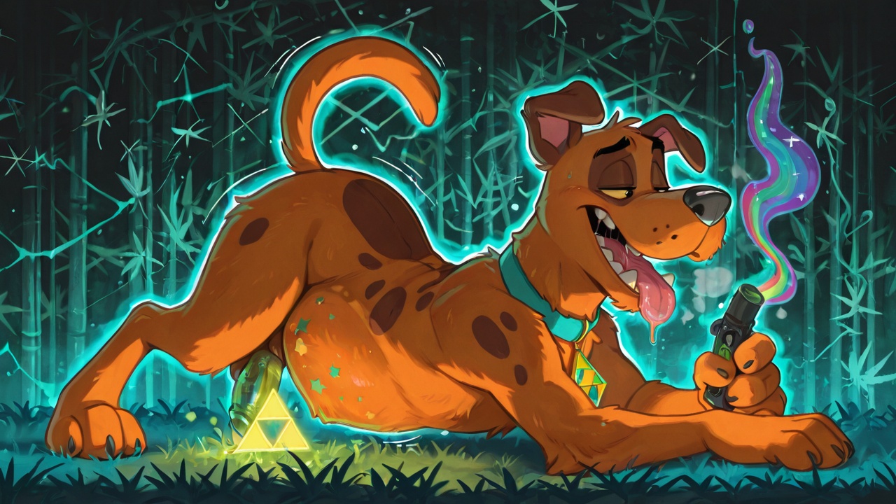 Courage the Cowardly Dog in Neon Rainbow Fur