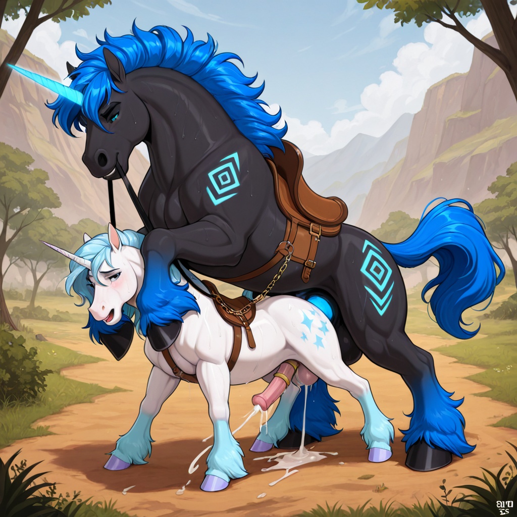 Majestic Unicorns in Passionate Embrace