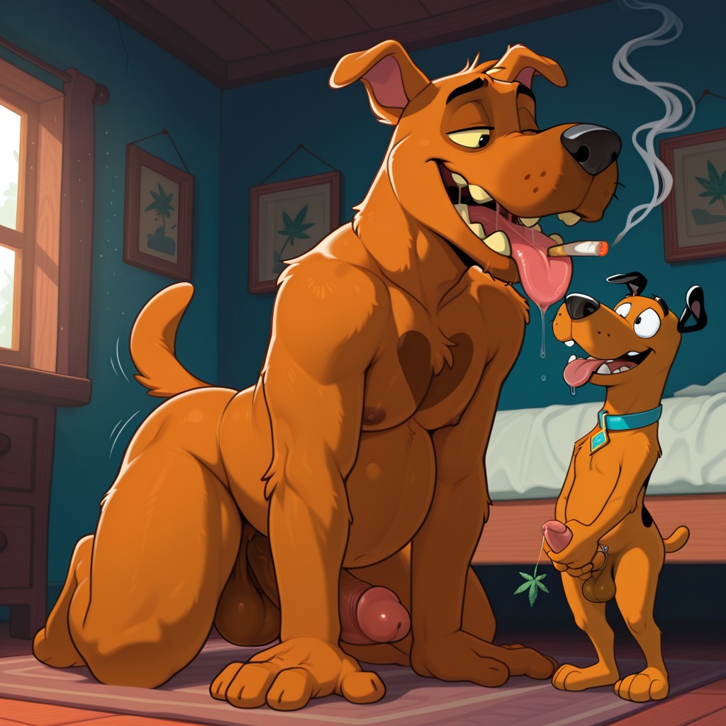 Scooby and Courage Sharing a Quiet Smoke