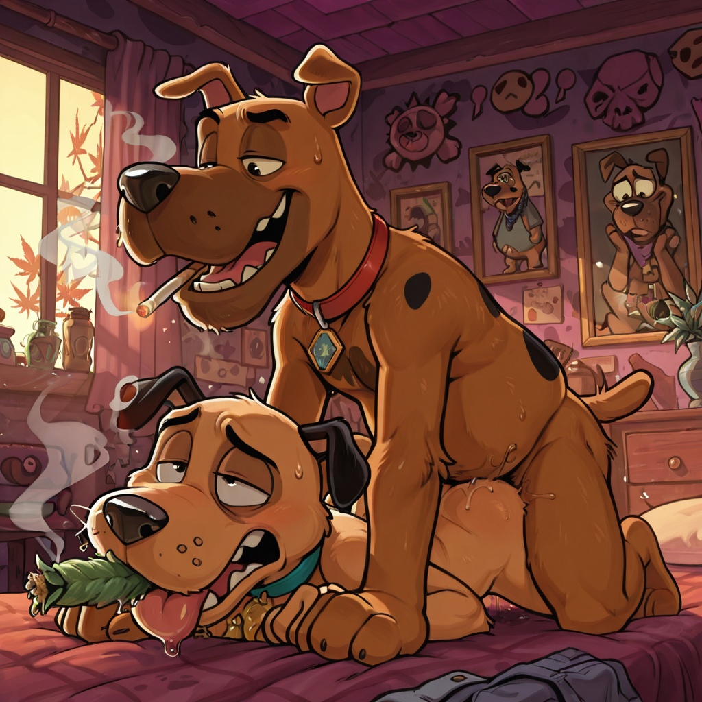 Courage the Cowardly Dog in Intimate Embrace Male