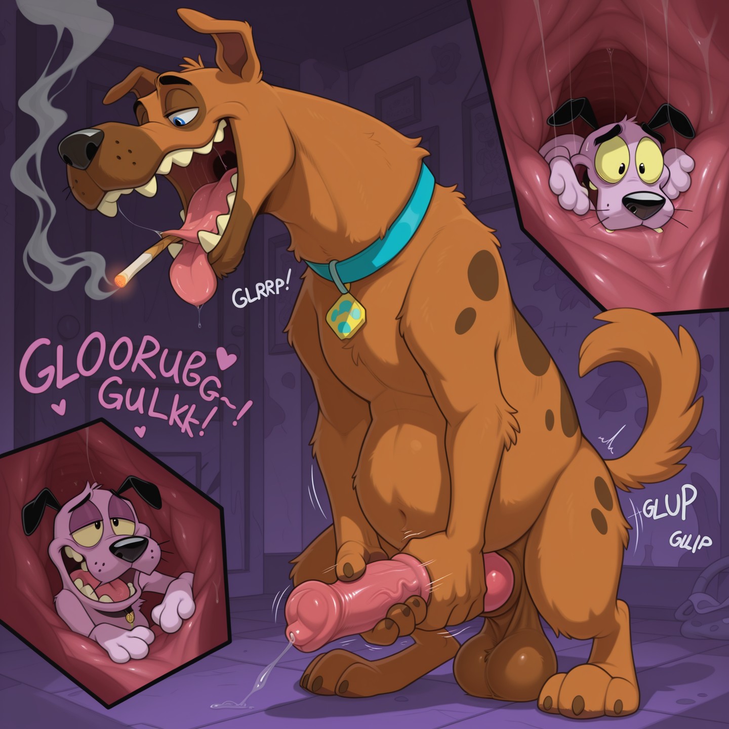 Courage the Cowardly Dog Stoner Art Mouth Open Mouth