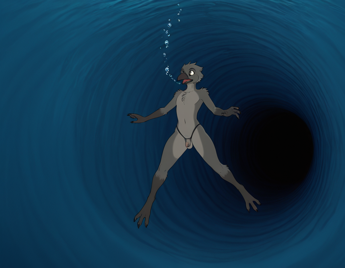 Crow Shifter in Underwater Cavern
