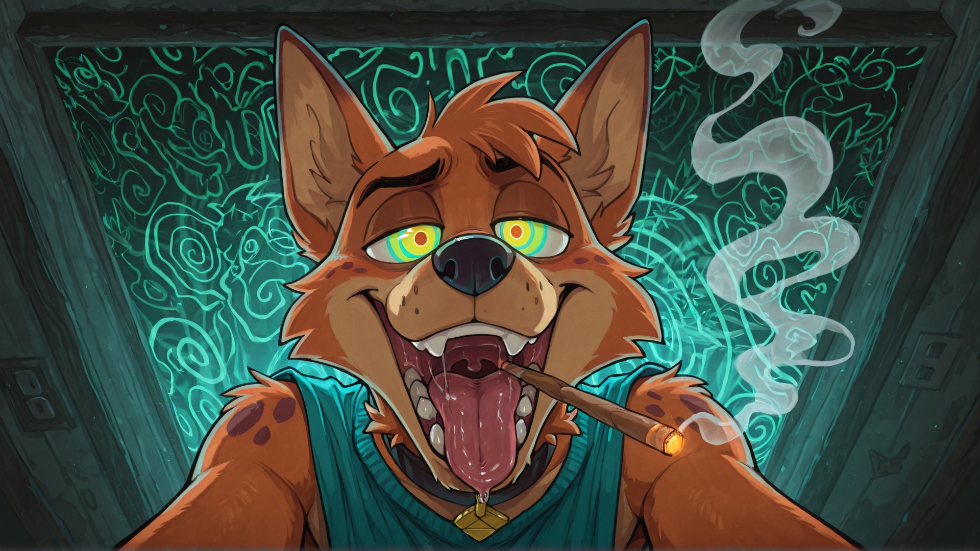Anthro Dalmatian Smoking Marijuana Joint