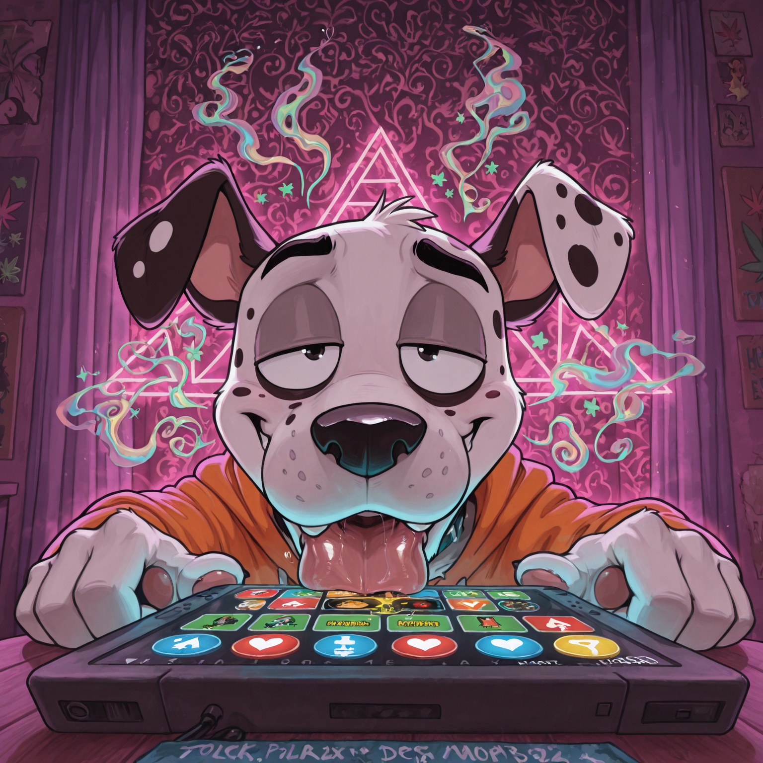Stoner Dog Playing Video Games