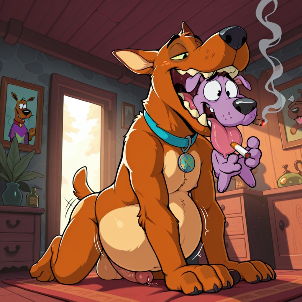 Courage the Cowardly Dog and Scooby-Doo in a Cartoon Scene