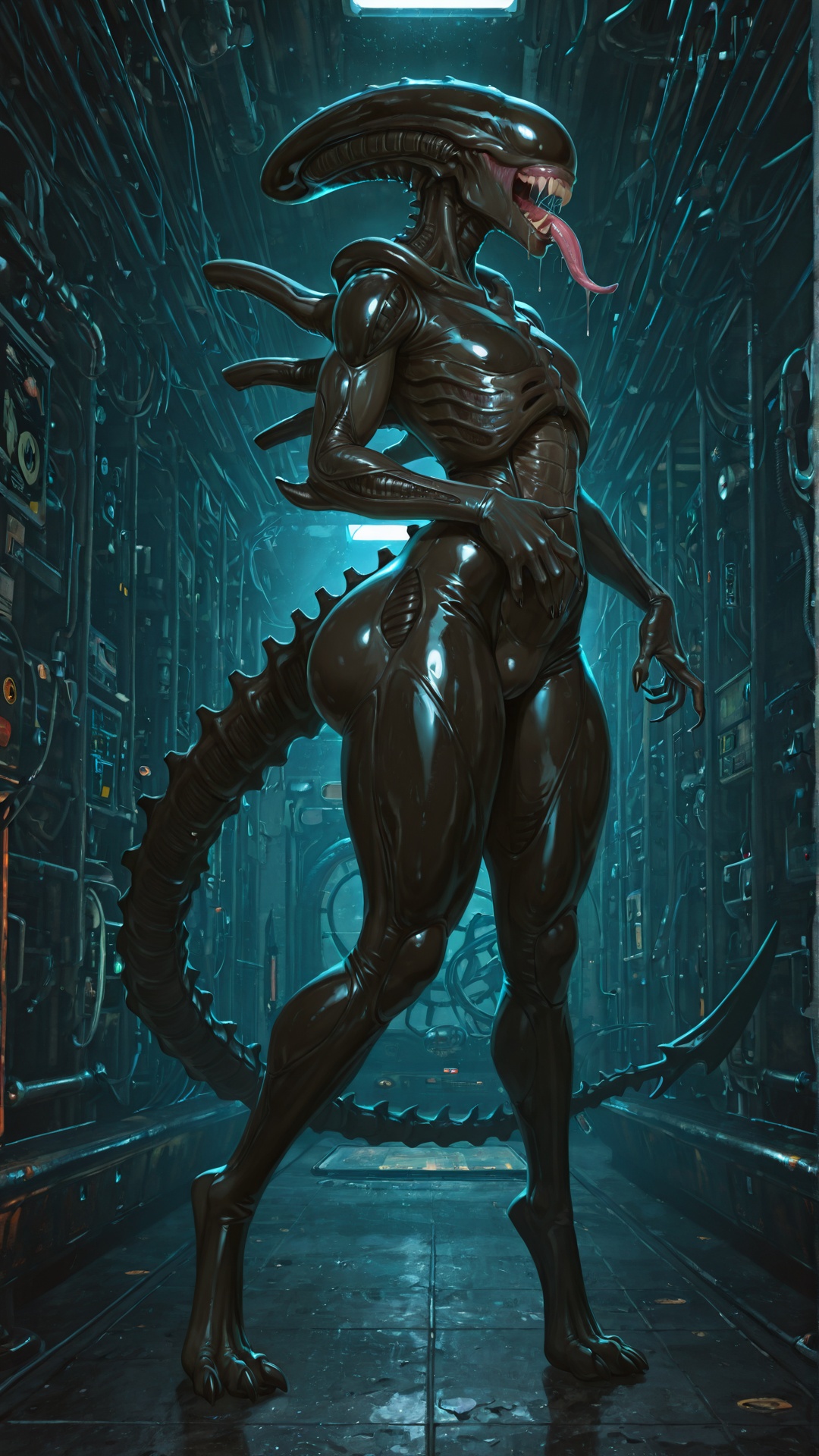 Alien Insectoid in Submarine Chamber