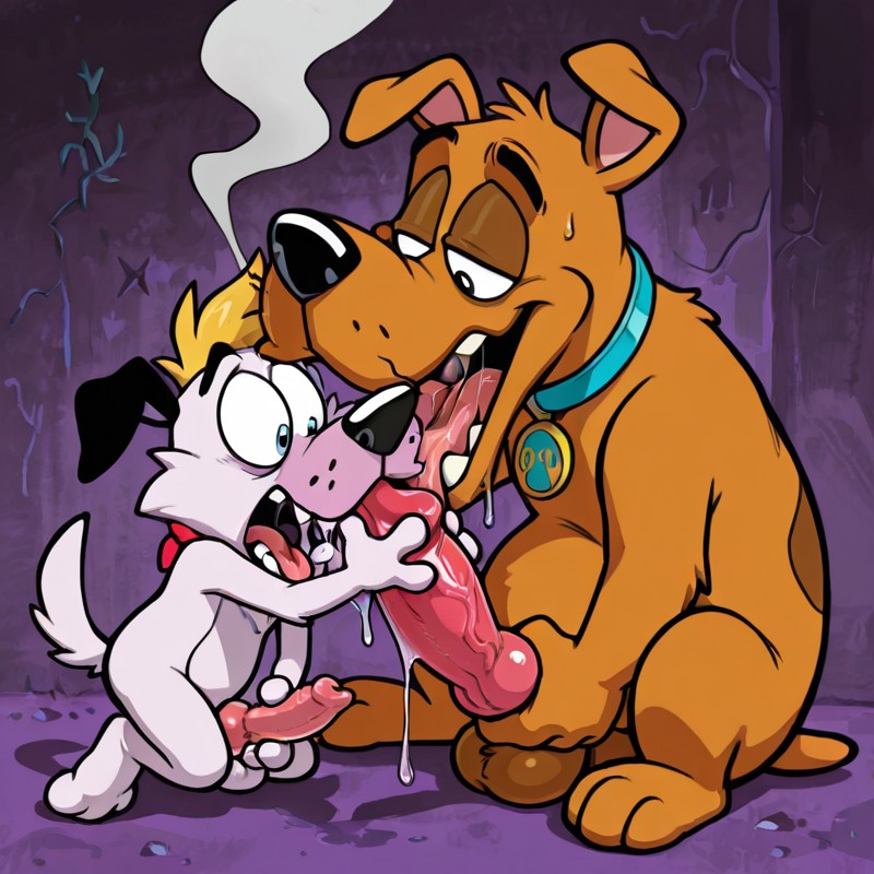Courage the Cowardly Dog and Stoner Friend Gay Male