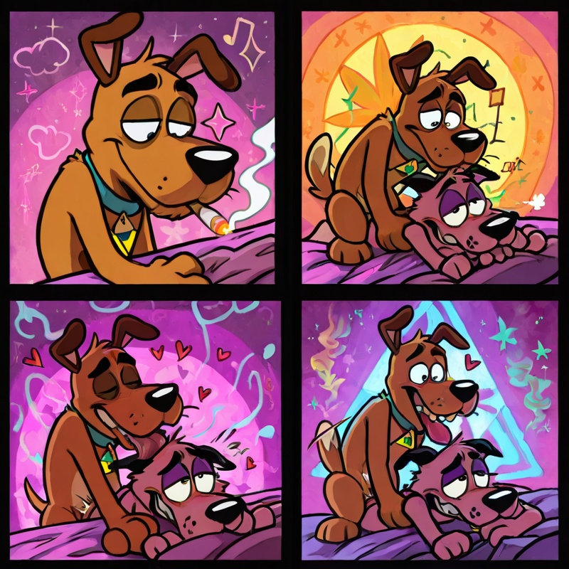 Courage the Cowardly Dog and Scooby Doo in Romantic Embrace
