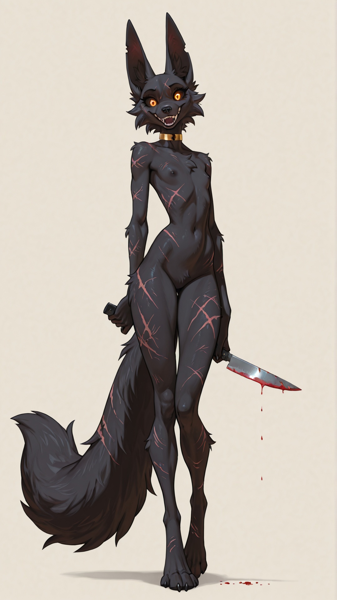 Battle-Scarred Black Labrador Yandere
