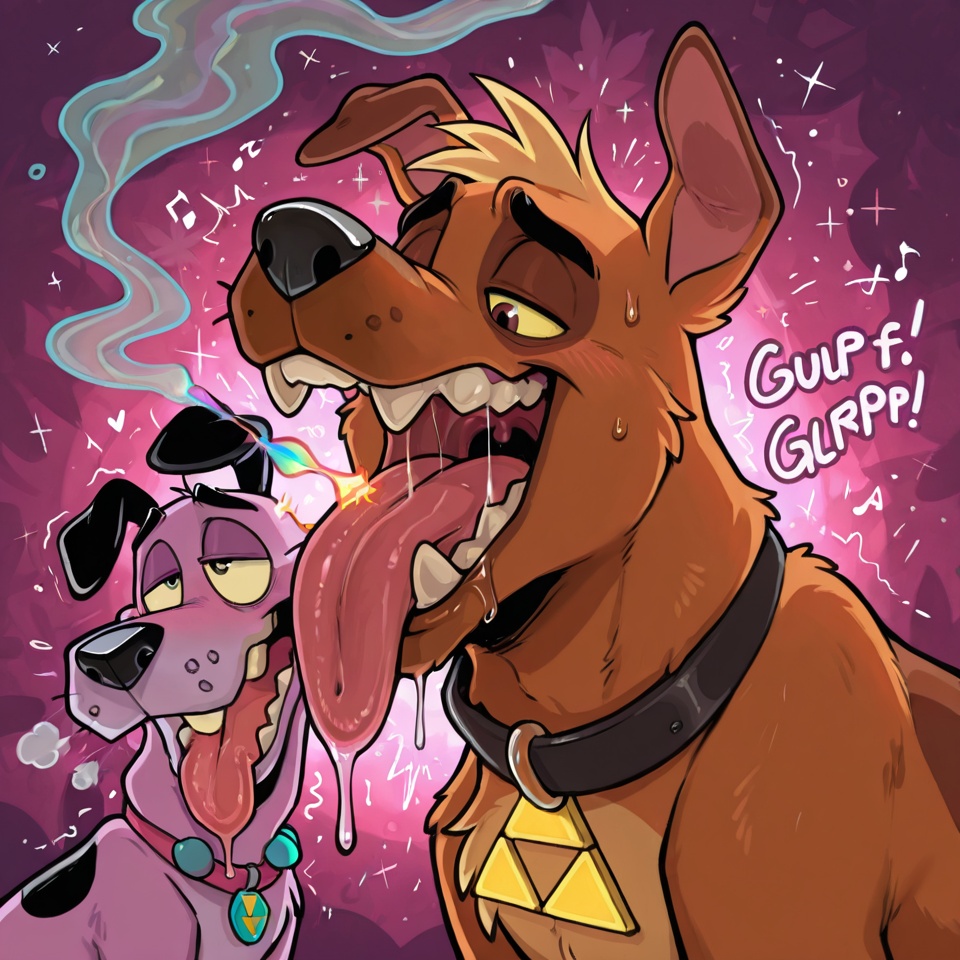 Whimsical Stoner Dogs in Romantic Ambiance