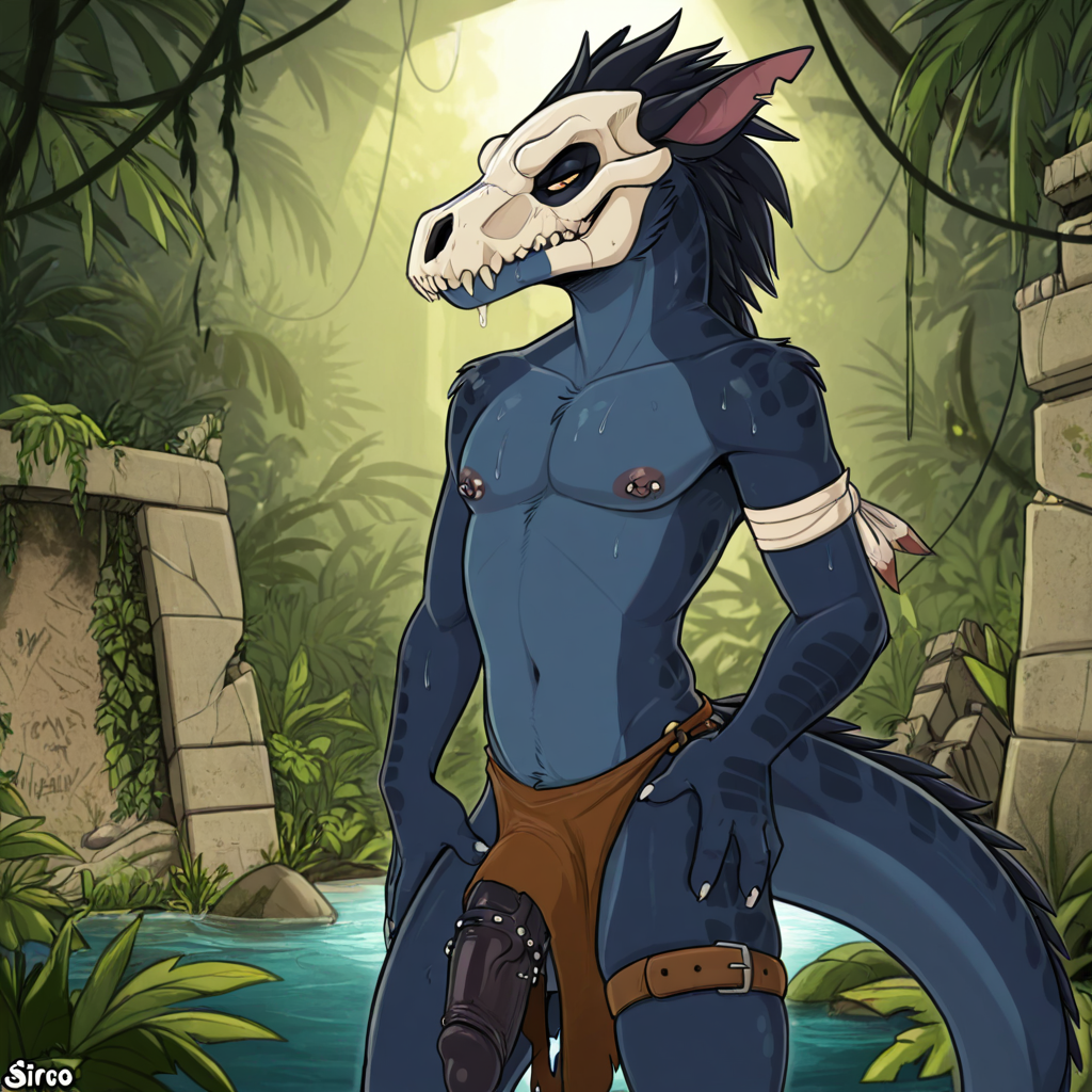Ancient Dragon Warrior in Ruined Jungle