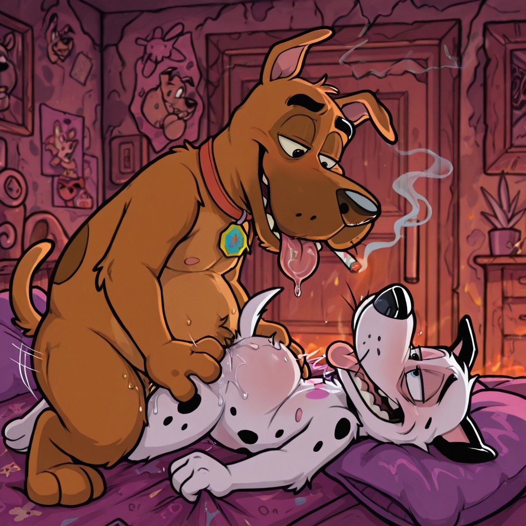 Courage the Cowardly Dog in Romantic Embrace