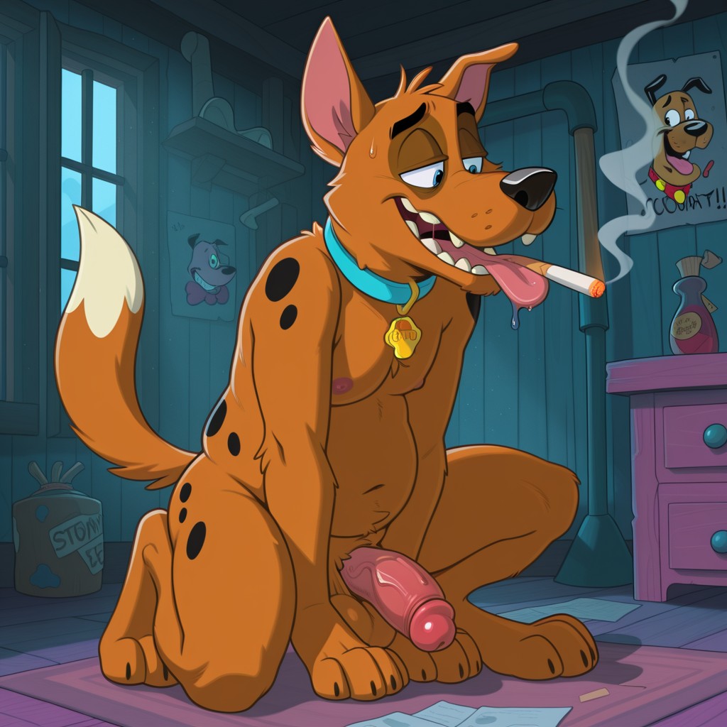 Courage the Cowardly Dog Sitting Outside