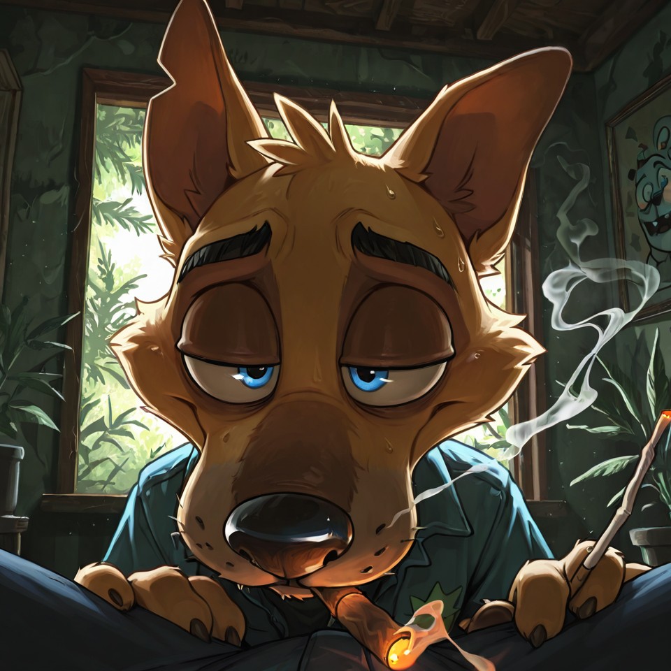 Courage the Cowardly Dog as a Stoner Wolf