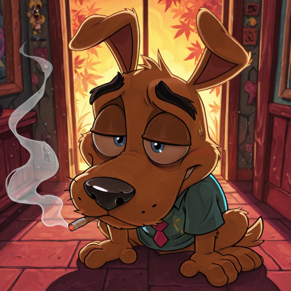 Courage the Cowardly Dog as a Stoned Toony Mascot
