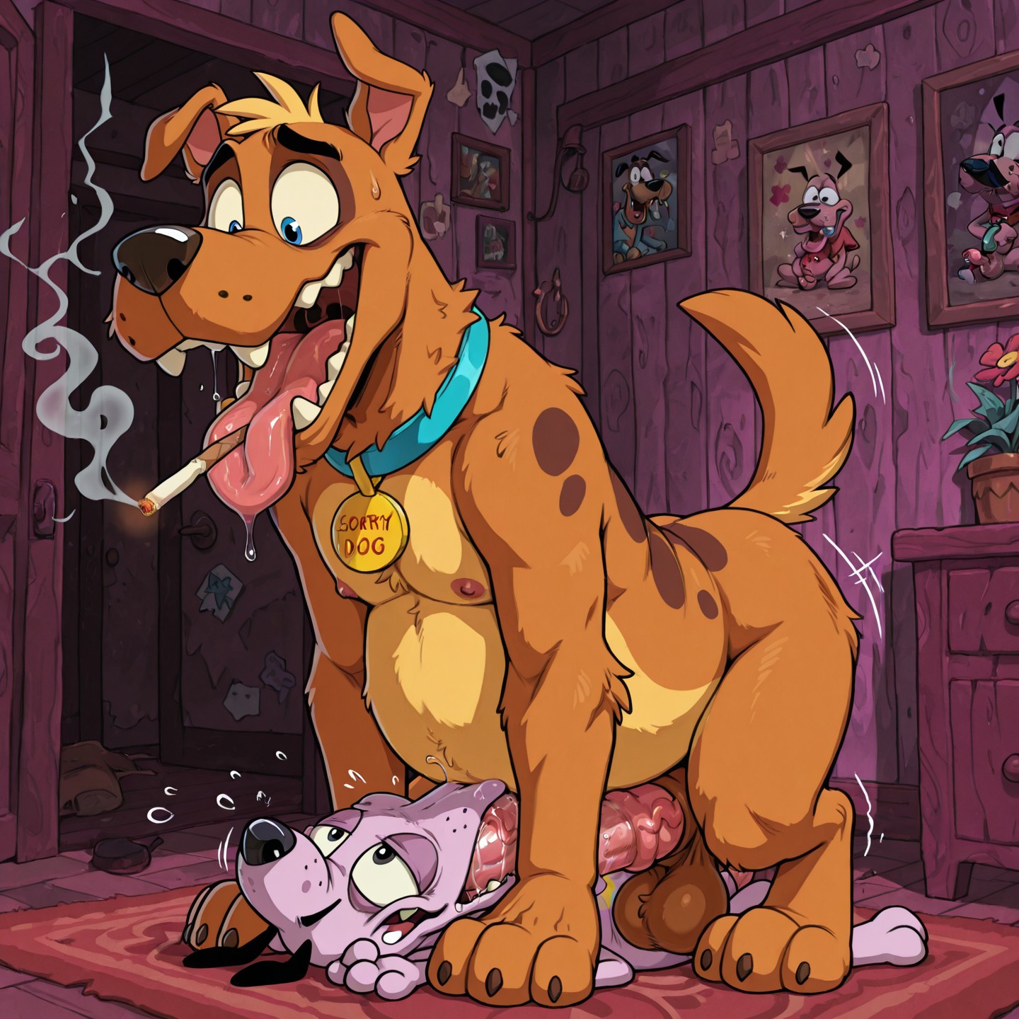 Courage the Cowardly Dog Smoking Marijuana Mouth Open Mouth