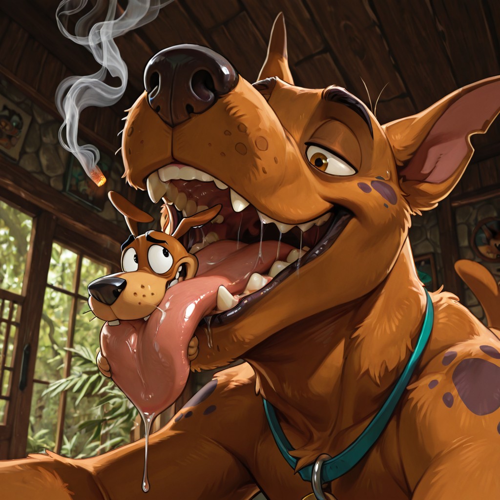 Scooby and Courage in a Smoke-Filled Room