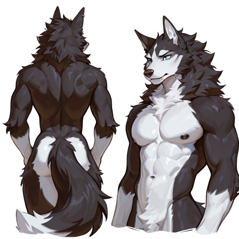 Alaskan Malamute Character Sheet Front And Back Views