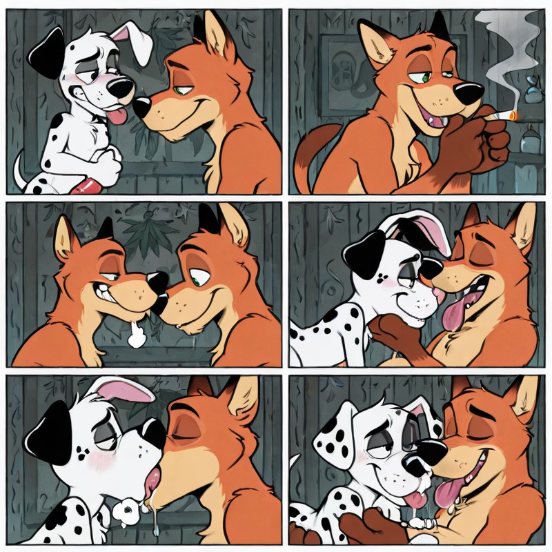 Furry Friends Sharing a Smoke