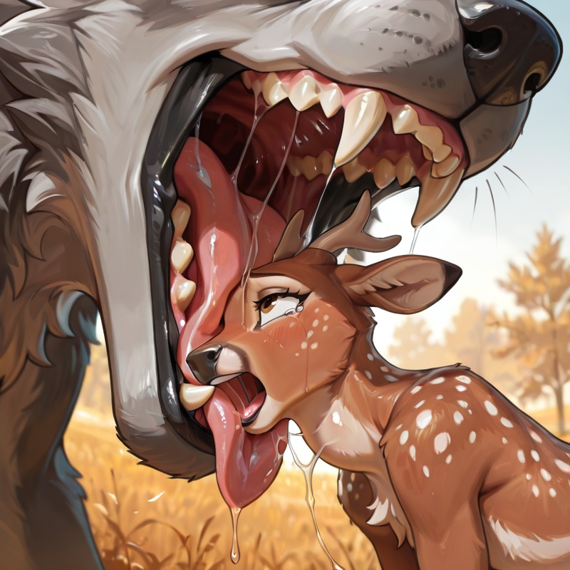 Feral Wolf Predating on Deer